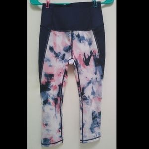 Dark Blue/Pink Crop Athletic Leggings